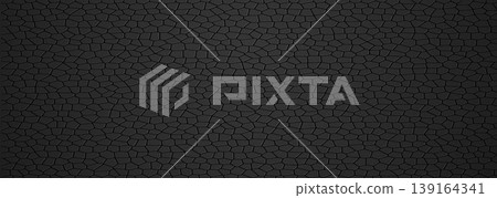 Dark cracked mosaic geometric texture pattern in black matte surface 139164341