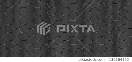 Dark gray large hexagon three dimensional tile geometric metal pattern 139164363