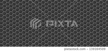 Closeup hexagonal raised tile pattern in deep gray metallic Closeup hexagonal raised tile pattern in deep gray metallic 139164509