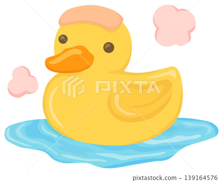 可愛的洗澡鴨插圖,漂浮在熱水中(向量材料) 可愛的洗澡鴨插圖,漂浮在熱水中(向量材料) 139164576