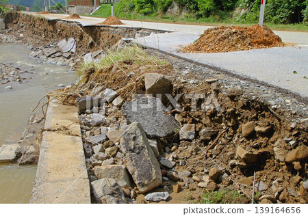 Landslide Road Destruction Landslide Road Destruction 139164656