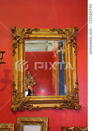 Antique Frame Red Wall Antique Frame Red Wall 139164749