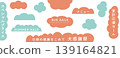 Pop-style cloud-shaped frame set, vector illustration, horizontal and vertical orientation, transparent background, for advertising, flyers, cute. 139164821