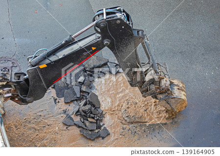 Backhoe Digger Machine Street Backhoe Digger Machine Street 139164905