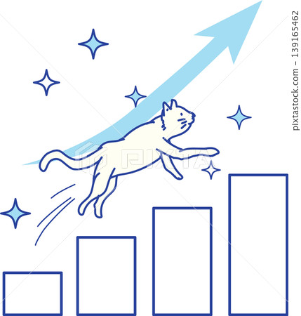 Growth, success, and advancement - a cat running uphill and an arrow Growth, success, and advancement - a cat running uphill and an arrow 139165462