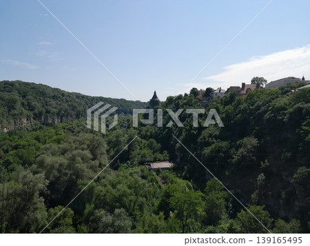 Lush Green Park View with Trees and Cityscape Under Clear Blue Sky Lush Green Park View with Trees and Cityscape Under Clear Blue Sky 139165495