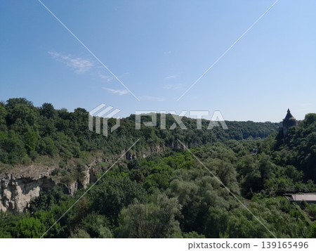 Lush Green Park View with Trees and Cityscape Under Clear Blue Sky Lush Green Park View with Trees and Cityscape Under Clear Blue Sky 139165496