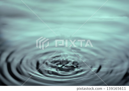 273.Bluish Water Ripples from Droplet Impact Close-Up 273.Bluish Water Ripples from Droplet Impact Close-Up 139165611