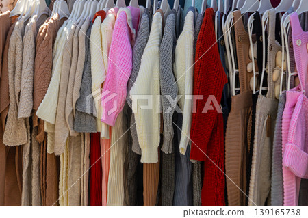 Colorful female clothes on market Colorful female clothes on market 139165738