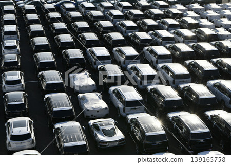 Yokohama, Japan: A glimpse into the global economy…passenger cars lined up at Daikoku Pier. Towards a new era. 139165758