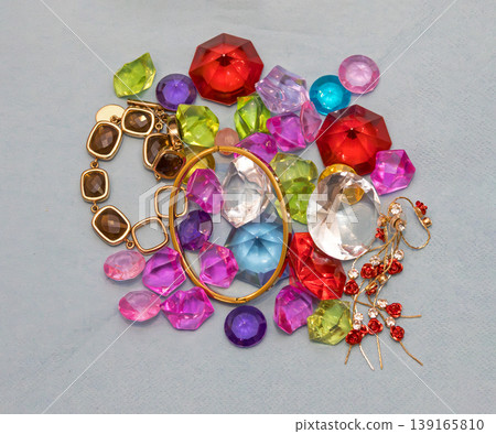 Colorful gems jewelry pile Colorful gems jewelry pile 139165810