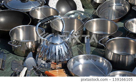 Silver pots and pans cookware Silver pots and pans cookware 139166105