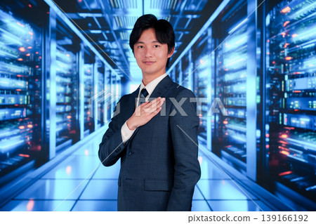 A young man working in the server room A young man working in the server room 139166192