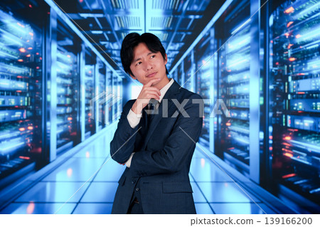 A young man working in the server room A young man working in the server room 139166200
