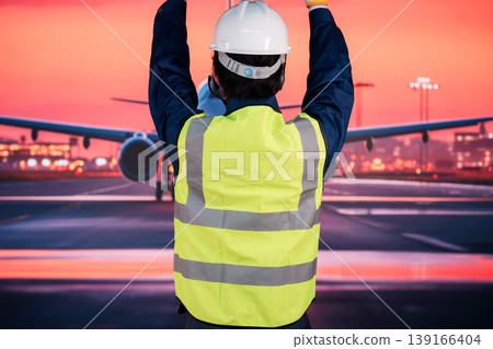 A man working on the airport runway A man working on the airport runway 139166404