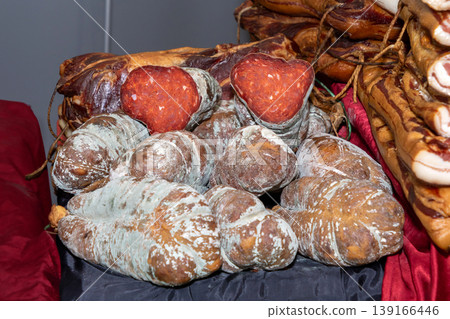 Smoked homemade ham pile Smoked homemade ham pile 139166446