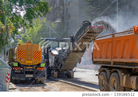 Industrial machines doing road works Industrial machines doing road works 139166512