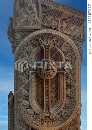 Christian religion cross on church in Armenia 139167027