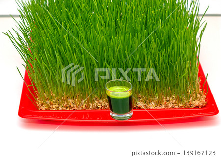 Wheat grass with glass shot 139167123