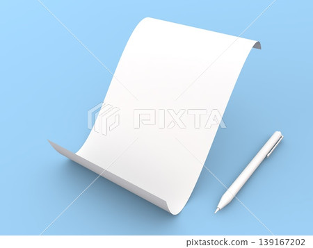 White paper and pen on a light blue background ready for writing notes or messages for various uses and occasions White paper and pen on a light blue background ready for writing notes or messages for various uses and occasions 139167202