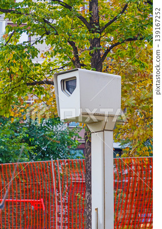 Traffic speed camera on a street 139167252
