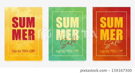 Summer sale posters set with floral background and discount text vector illustration. Summer sale posters set with floral background and discount text vector illustration. 139167300