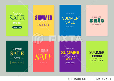 Summer sale banner collection with discount typography vector illustration. Summer sale banner collection with discount typography vector illustration. 139167303