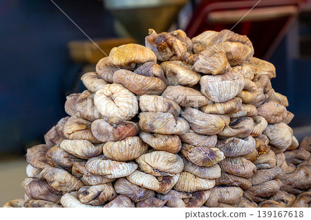 Dry fig fruit pile on market Dry fig fruit pile on market 139167618