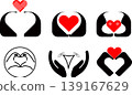 Hands holding heart icons showing care and support 139167629