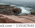 Ocean waves crashing on Acadia national park granite coast 139167640