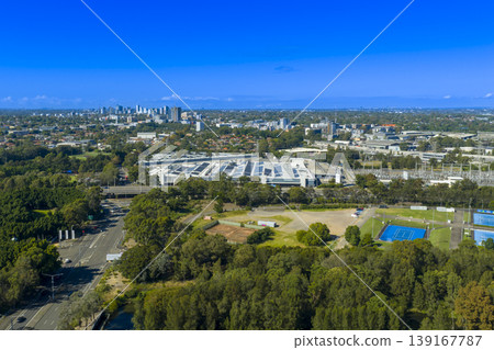 Aerial photograph of Industrial Buildings in Sydney Olympic Park Aerial photograph of Industrial Buildings in Sydney Olympic Park 139167787