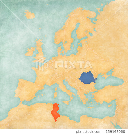 Map of Europe - Romania and Tunisia Map of Europe - Romania and Tunisia 139168068