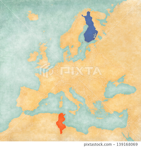 Map of Europe - Finland and Tunisia Map of Europe - Finland and Tunisia 139168069