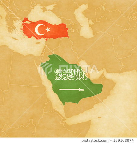 Ocher map of Middle East - Saudi Arabia and Turkey Ocher map of Middle East - Saudi Arabia and Turkey 139168074