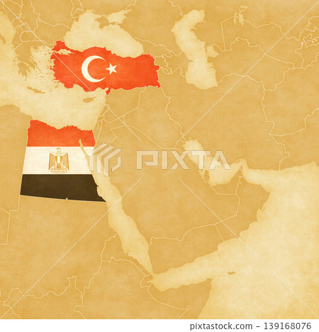 Ocher map of Middle East - Turkey and Egypt 139168076