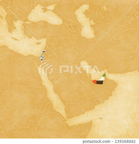 Ocher map of Middle East - Israel and United Arab Emirates Ocher map of Middle East - Israel and United Arab Emirates 139168082