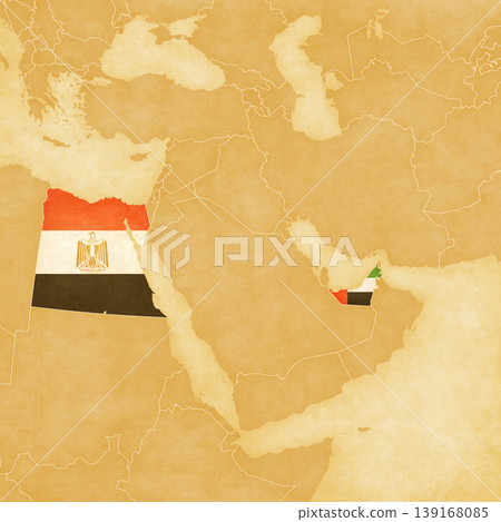 Ocher map of Middle East - Egypt and United Arab Emirates 139168085