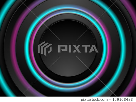 Blue and purple glowing neon circles frame abstract future background Blue and purple glowing neon circles frame abstract future background 139168488