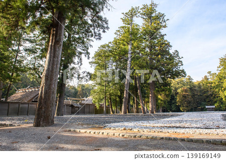 Ise Grand Shrine Outer Shrine at dusk: Main sanctuary and ancient shrine grounds, Mie Prefecture 139169149