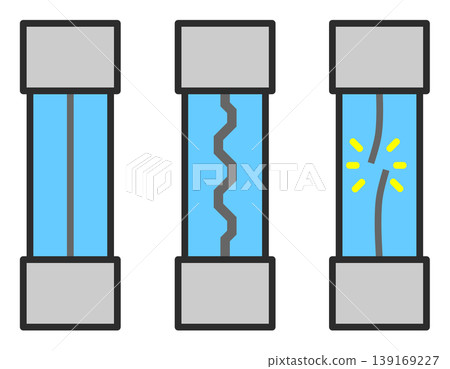 保險絲示意圖,用於防止電氣元件和電氣產品中出現過電流和漏電。 保險絲示意圖,用於防止電氣元件和電氣產品中出現過電流和漏電。 139169227