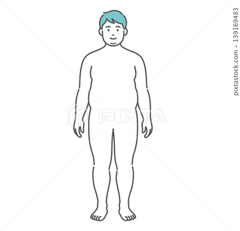 Full-body illustration of an obese adult male (front view) Full-body illustration of an obese adult male (front view) 139169483