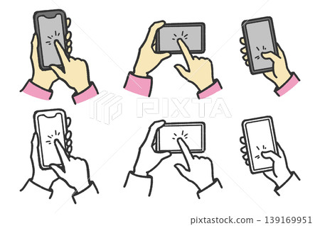 Illustration set of people using smartphones Illustration set of people using smartphones 139169951