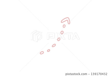 Hand-drawn style upward-pointing dot arrow (pink, line art) - for presentations, flyers, and social media. Hand-drawn style upward-pointing dot arrow (pink, line art) - for presentations, flyers, and social media. 139170432