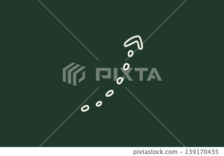 Hand-drawn style upward-pointing dot arrow (dark green background, line art) - suitable for presentations, flyers, and social media. Hand-drawn style upward-pointing dot arrow (dark green background, line art) - suitable for presentations, flyers, and social media. 139170435