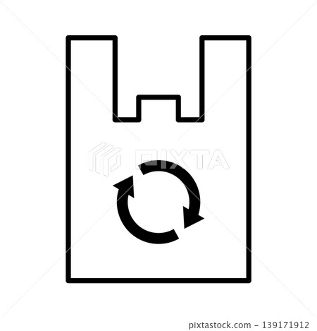 The icon of a shopping bag with a recycling symbol and handles. The icon of a shopping bag with a recycling symbol and handles. 139171912