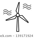 三葉片風力渦輪機圖示（向量圖） 139171924