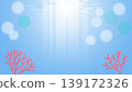 Illustration of coral reefs and bokeh effects of light underwater - Light background material 139172326