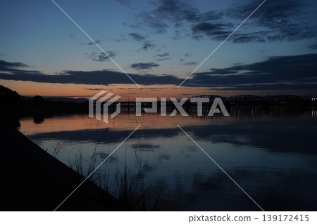 on the riverbed in the morning on the riverbed in the morning 139172415