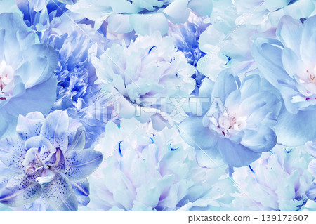 Seamless floral background. Flowers peonies and petals peonies. Close up. Seamless floral background. Flowers peonies and petals peonies. Close up. 139172607
