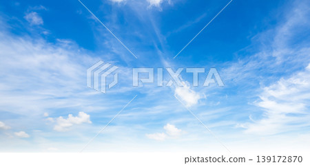 Sky Cloud Blue Background Paronama Web Cloudy summer Winter Season Day, Light Beauty Horizon Spring Brigth Gradient Calm Abstract Backdrop Air Nature View Wallpaper Landscape Cyan color Environment. 139172870